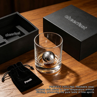 Ensemble de boules de glace pour whisky à prix réduit, en acier inoxydable, avec couvercle noir et plateau, coffret cadeau pour homme