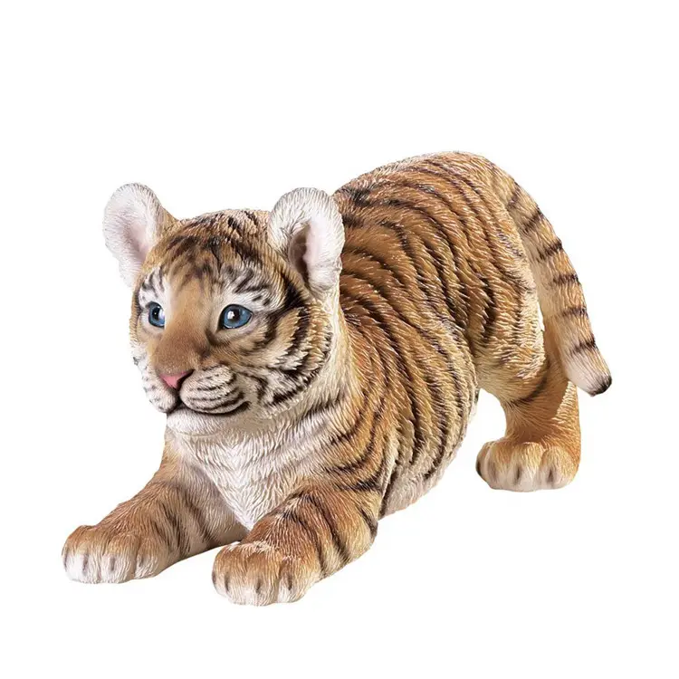 resin animal figurines Hand Painted Tiger on The Prowl Figurine for Indoor/Outdoor Use - Resin Garden Statue Decoration