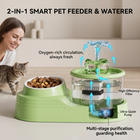 Fontaine à eau et gamelle automatiques 2-en-1 pour chat, ultra silencieuses, avec système de filtration, sans BPA