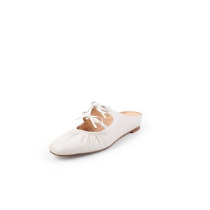 Sandalias de mujer con volantes, doble lazo, color liso, punta redonda, sin cordones, para uso casual, cómodas, duraderas y de suela plana. - Product Image 5