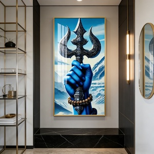 Decoración Islámica para el Hogar, Pintura en Porcelana de Cristal con Impresión HD Azul, Arte de Pared LED para Sala de Estar, Venta al Por Mayor de Fábrica, Personalizable - Product Image 1