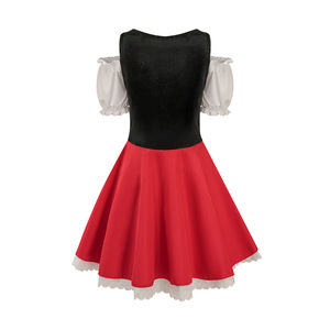 Women Beer Festival Costume <b>Plus</b> <b>Size</b> German Dirndl <b>Dress</b> Green <b>Red</b> Off Shoulder Lace Trim Skirt - Product Image 4