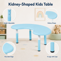 Table d'activités bleu clair pour enfants avec pieds télescopiques réglables, idéale pour la salle de classe et la salle de jeux