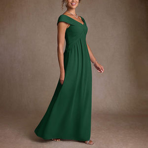 ZYHT 73985 Abito <span class=keywords><strong>da</strong></span> Sera Elegante Personalizzato per Matrimonio, <span class=keywords><strong>Verde</strong></span> con Scollo a V, Lungo fino ai Piedi, per Madre della <span class=keywords><strong>Sposa</strong></span> - Product Image 1