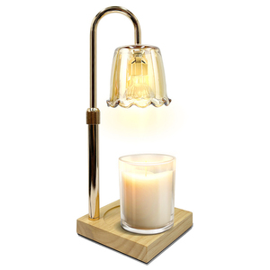 Lampe de table moderne avec abat-jour en verre jaune et base en bois, col flexible LED E14, 2700K, à intensité variable, pour la décoration de chambre - Product Image 2