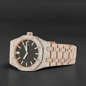 นาฬิกาข้อมือ Afar Jewels Luxury Unisex สแตนเลสสตีล VVS มอยส์ซาไนต์ หน้าปัดทรงกลม ระบบอนาล็อก แสดงวันที่ ควอตซ์ สำหรับงานปาร์ตี้ - Product Image 3