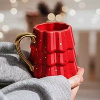 Mug en céramique de Noël à l'aspect élégant avec poignée plaquée or, sans BPA, compatible micro-ondes, cadeau et souvenir de Noël