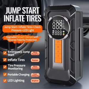 Démarreur numérique avec gonfleur de pneus et moniteur de pression des pneus, matériau ABS, pression maximale de 150 psi pour véhicules et motos - Product Image 2