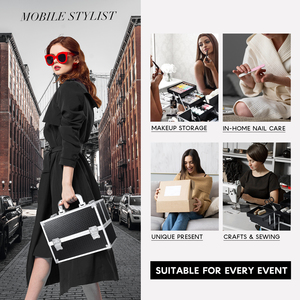 Valigetta Professionale per Trucco a 6 Scomparti, Organizzatore in Alluminio per Prodotti per Unghie, Beauty Case di Grande Capacità per <span class=keywords><strong>Truccatori</strong></span> e Saloni - Product Image 6