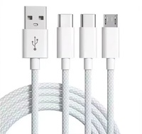 Universal 6A 66W 3 en 1 Super Carga USB Tipo-C Cable DE DATOS Nylon trenzado Carga rápida Micro USB Cargador Cable multifunción