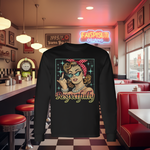 Camiseta de manga larga retro vintage con diseño de dedo medio respetuoso y feminista - Product Image 3