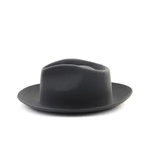 LiHua-Sombrero de lana con lazo para hombre, Fedora a prueba de agua, sombrero Fedora con lazo, ala corta, fieltro