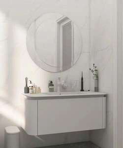Vente directe d'usine Meuble de salle de bain moderne Miroir blanc Vasque en PVC avec lavabo - Product Image 6