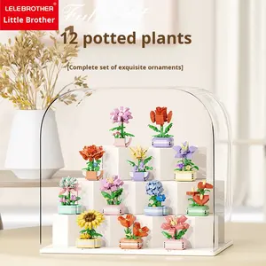 Lele Brothers 1505-1518ไม้กระถางอวบน้ำ1506-1519บล็อกสร้างดอกไม้40ชิ้นพลาสติก ABS ขนาด1:48 14 + - Product Image 1