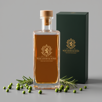Bouteille rectangulaire super-flint de 150 ml avec logo couleur personnalisé et boîte d'emballage, échantillon de spiritueux, liqueur, whisky, vente en gros, directement de l'usine