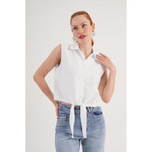 Blusa Casual sin Mangas para Mujer, Marca Lustrin, con Rayas Azules, de Poliéster, Ligera, para Verano, al por Mayor - Product Image 4