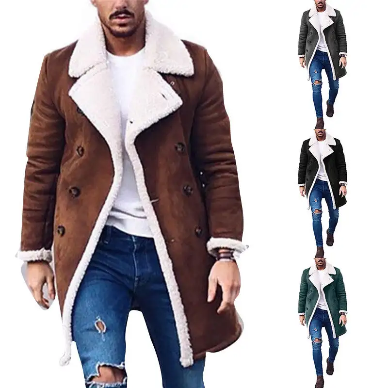 2022 New Fleece Men Warm Jackets Fleece Jacket Men Faux Fur Coat Winter Long Coat For Men