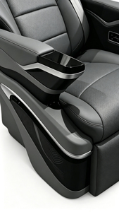Siège de van MPV beige premium avec base pivotante, commande par écran tactile, cuir perforé, siège de modification automobile - Product Image 5