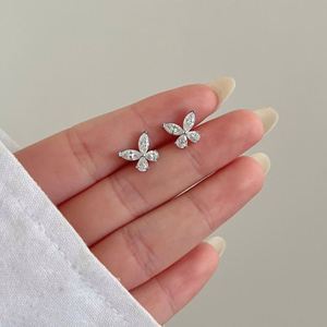 Dylam Spring Season Dainty Design Fine Top Jewellery 925 <b>Silver</b> D VVS1 Moissanite Stones Fly Butterfly <b>Stud</b> Earrings Jewelry - Product Image 2