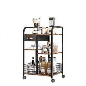 Factory Custom Modern Metal & Wooden <b>C</b> Shape Bar <b>Table</b> Apartment Furniture Foldable Multi-Functional Home Bar Trolley - Product Image 1