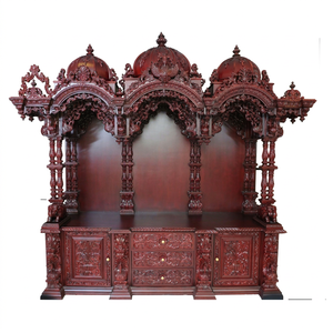Mandir en bois de teck brun de grande taille, style sud-indien, pour la maison, DSTExports, armoire de rangement personnalisable, étagères, vente en gros Sydney - Product Image 1