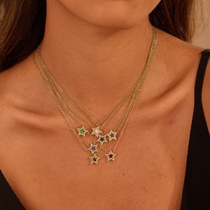 Collar con Colgante <span class=keywords><strong>de</strong></span> Estrella Brillante KITI, Chapado en <span class=keywords><strong>Oro</strong></span> <span class=keywords><strong>de</strong></span> 18K, Acero Inoxidable, con Circonitas <span class=keywords><strong>de</strong></span> Colores, Joyería para Mujer, para Fiestas - Product Image 1