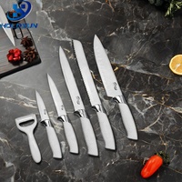 6 pièces Royal Swiss Line Chef couteau ensemble de haute qualité antiadhésif blanc revêtement en acier inoxydable coupe cuisine utilisation comprend boîte-cadeau