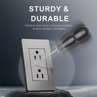 Enchufe de Pared Tipo 118 OEM con Placa Metálica, Enchufe Doble de 3 Orificios, Interruptor de Alimentación Eléctrica de 15A 16A, Enchufe para EE. UU. y Canadá