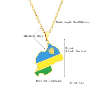 Rwandans gioielli africani regali smalto oro acciaio inossidabile <span class=keywords><strong>ruanda</strong></span> mappa <span class=keywords><strong>bandiera</strong></span> ciondolo collana - Product Image 2