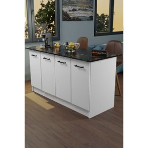 Mesa de Bar Moderna Blanca para Isla de Cocina con 4 Estantes de Almacenamiento, Gabinete Multiusos, Carrito de Cocina Vera - Product Image 1