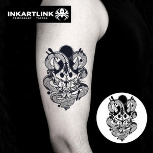 INKARTLINK - Pegatinas <span class=keywords><strong>de</strong></span> <span class=keywords><strong>Tatuajes</strong></span> Temporales para el Cuerpo, Diseño <span class=keywords><strong>de</strong></span> Serpiente Hannya, Resistentes al Agua, Ecológicas, Duran 15 Días, Paquete al por Mayor - Product Image 2