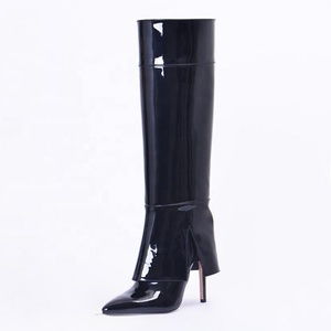 Bright Patent Stiletto Style High Slim Heels Shoes Women Pointed Toe 2 Wear Ways Removable Upper Knee High <b>Boots</b> - Product Image 4