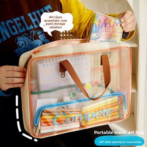 Sac fourre-tout horizontal en maille pour documents artistiques, sac de tutorat pour enfants, organisateur de feuilles de test triées par matières, grande capacité - Product Image 3