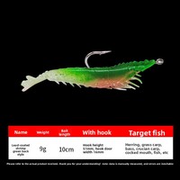 Leurre souple artificiel lumineux en PVC lesté au plomb, modèle crevette, 10 cm, 9 g, avec hameçons pour la pêche à la truite en rivière et en lac