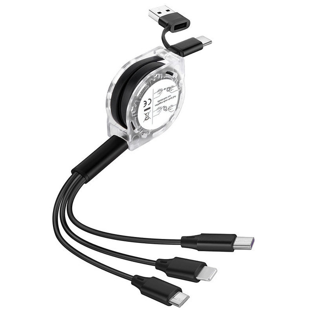 Factory Wholesale 5 in 1 Charging Cable 1.2m Retractable USB Charging Retractable cable