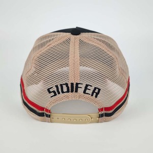Gorra Trucker Personalizada con Logotipo ODM, Diseño de Dos Tonos a Rayas, Estampado de Cabeza de <span class=keywords><strong>Lobo</strong></span>, Frase Motivacional - Product Image 4