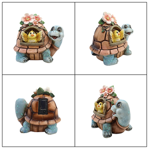 Statue de tortue en résine pour <span class=keywords><strong>jardin</strong></span> avec nichoir à oiseaux solaire et fleurs, décoration extérieure pour <span class=keywords><strong>jardin</strong></span> et cour - Product Image 5