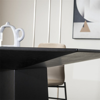 Minimaliste 6 Peuples Tables À Manger En Bois Massif Placage De Chêne Restaurant Noir Or Décoratif Moderne Table À Manger Et Chaises Ensemble