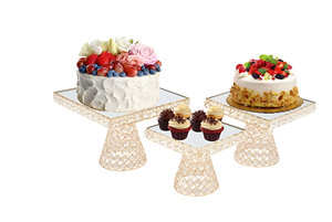 Premium Luxury Crystal Metallic Glass Cake Pastry Stand Wedding Restaurant Home in Best Price - Product Image 2