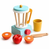 Set Mainan Peralatan Dapur Kayu Montessori Simulasi Pemanggang Roti, Mixer, Mesin Kopi, Juicer, Mainan Makanan Pura-Pura untuk Balita