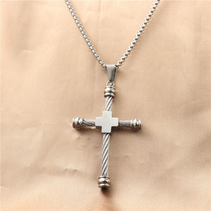 Men's Stainless Steel <b>Cross</b> Pendant Necklace Geometric Design Punk Style 12061 - Product Image 1