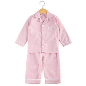 Set di <span class=keywords><strong>pigiama</strong></span> Plaid in morbido tessuto con colletto a righe ricamate spazi vuoti per bambini vestiti <span class=keywords><strong>pigiama</strong></span> set per bambini - Product Image 5