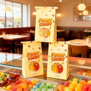 Sac d'emballage personnalisé pour bonbons, biscuits et chocolats – Pochette de rangement jaune à pois et carreaux pour friandises, idéale pour confiserie ou cadeaux de fête pour enfants - Product Image 5