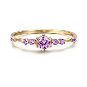 Anillo de Boda ROXI de Plata de Ley S925 con Circonita Morada, Estilo Europeo y Americano, Combinable con Todo - Product Image 1