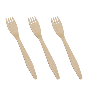 أدوات طعام للتخييم من خشب البتولا البسيط قابلة للتحلل، ملعقة وشوكة وسكين قابلة للتحلل الحيوي، طقم أدوات مائدة للاستخدام مرة واحدة 185 مم للمناسبات - Product Image 3