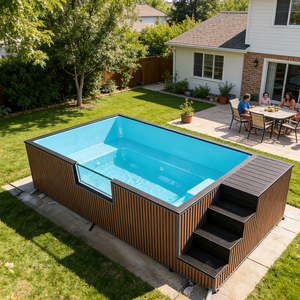 Piscina Pequeña para Resort al Aire Libre Mini Jacuzzi Piscina de Inmersión Swim Spa para Niños con Mosaicos de Fibra de Vidrio Sobre el Suelo - Product Image 2