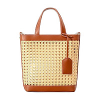 Tas Rotan Anyaman Tangan Mewah Dengan Kulit Asli Berkualitas Tinggi Tas Rotan Wanita Buatan Tangan Tas Anyaman Rotan