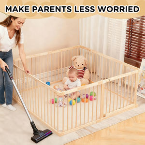 लकड़ी के बच्चे के खेल बाड़ के साथ बच्चों और बच्चों के लिए सुरक्षा गेट के साथ बड़े समायोज्य बेबी प्लेपेन - Product Image 4