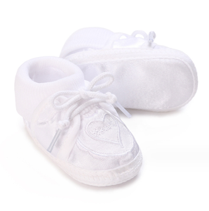 Chaussures de baptême pour bébé nouveau-né en coton blanc doux et pur, chaussures pour tout-petits - Product Image 1