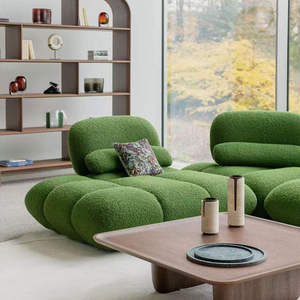 Canapé modulaire sectionnel LUX Nordic Green Lamb Fleece Fabric, style minimaliste, nouveau style, amovible, pour salon. - Product Image 2